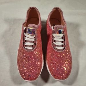 Southern Fried Chics*Womens 9*Pink Glitter*Lace Up Casual*EUC